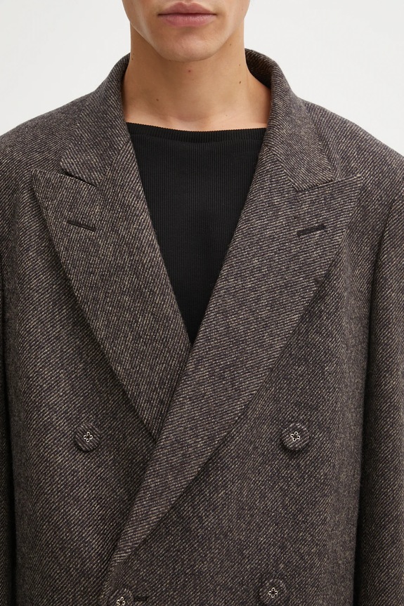 Wales Bonner płaszcz wełniany Mayfair Coat brązowy MA25CO09.WO02.903