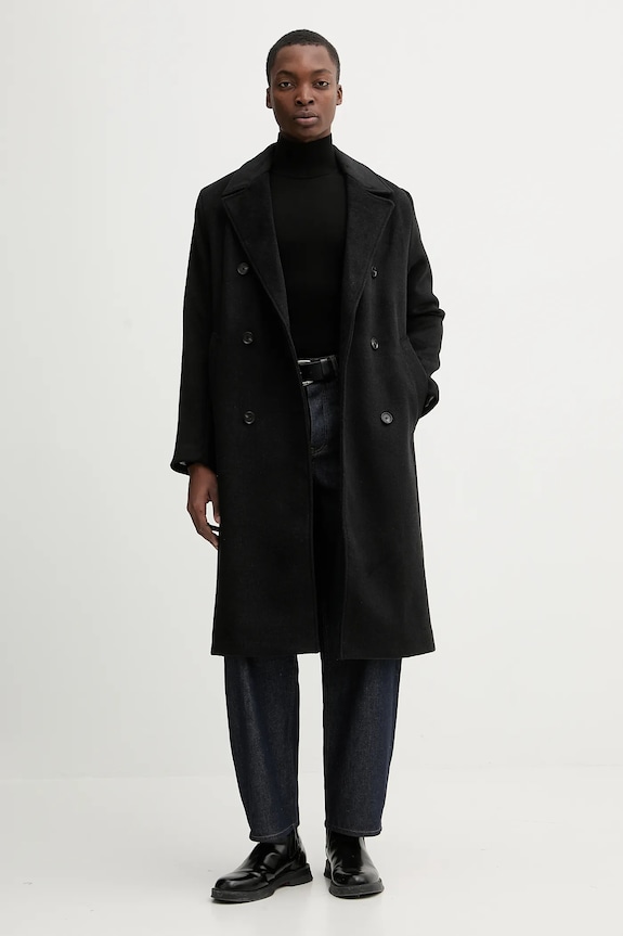 Abercrombie & Fitch haină cu lână KI132.5187.900 negru AW25