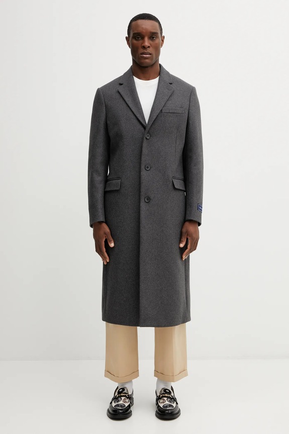 Sporty & Rich coat with wool Signature Logo Wool non-insulated gray OW04962326GY11