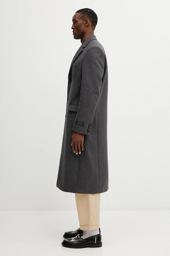 Sporty & Rich coat with wool Signature Logo Wool OW04962326GY11 gray AW25