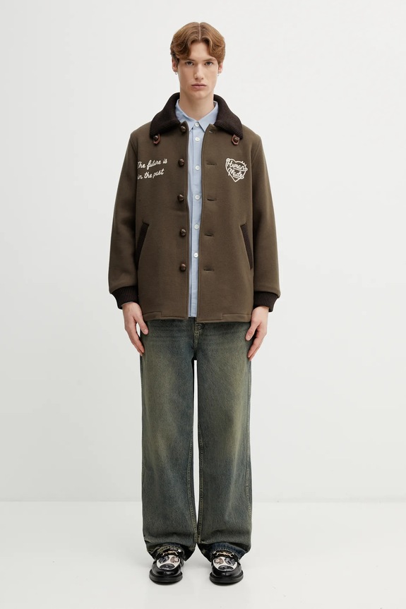 Human Made płaszcz z dodatkiem wełny WOVEN COAT HM30JK029