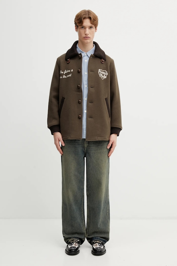 Human Made płaszcz z dodatkiem wełny WOVEN COAT HM30JK029