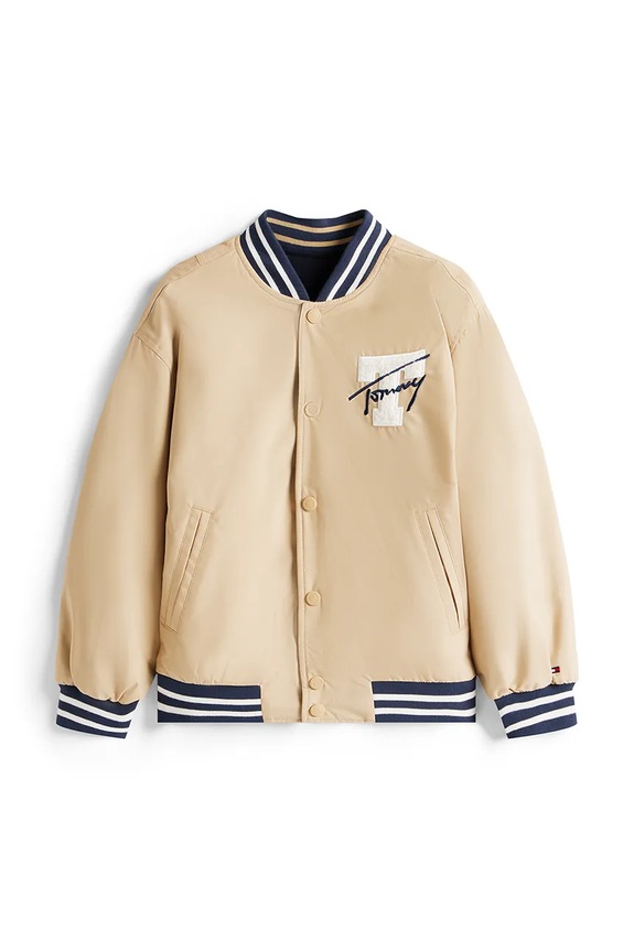 Tommy Hilfiger kurtka bomber dwustronna dziecięca KB0KB09740.9BYA beżowy AW25