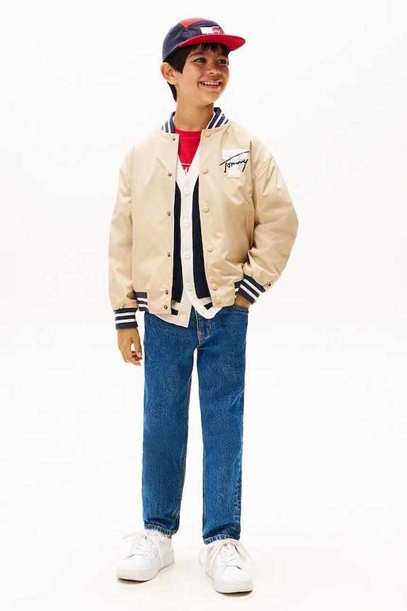 Chłopiec Tommy Hilfiger kurtka bomber dwustronna dziecięca KB0KB09740.9BYA beżowy