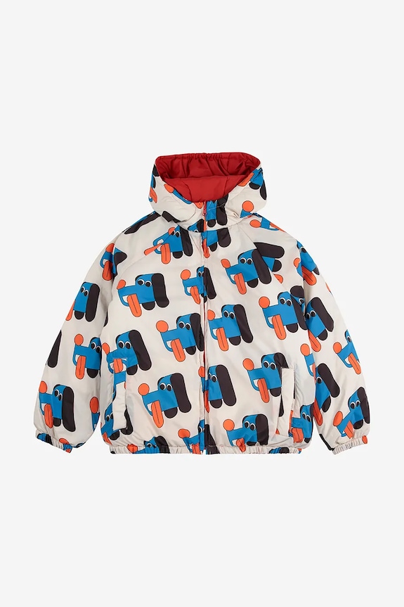 Bobo Choses kurtka dwustronna dziecięca Doggy Mate 225AC118 beżowy AW25
