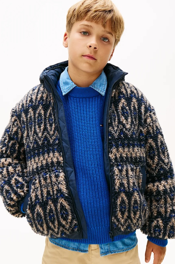 Dječja jakna Tommy Hilfiger s kapuljačom crna KB0KB09882.9BYA