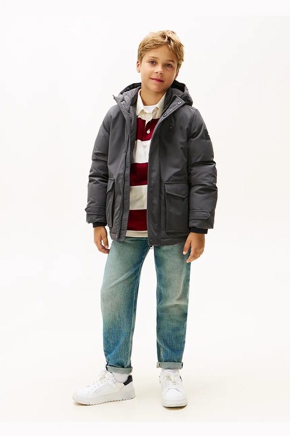 Παιδικό μπουφάν Tommy Hilfiger KB0KB09889.9BYA μαύρο