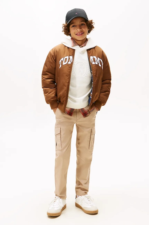 Detská bunda Tommy Hilfiger KB0KB09957.128.176.9BYA hnedá