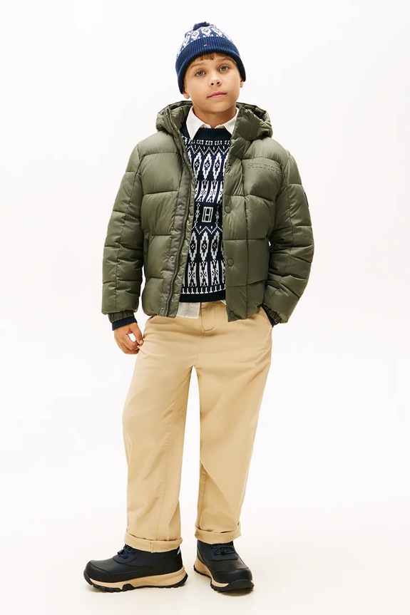 Dječja jakna Tommy Hilfiger zelena KB0KB10093.104.122.9BYA