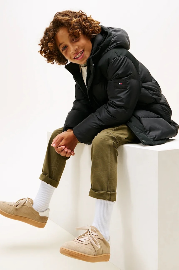 Dječja jakna Tommy Hilfiger crna KB0KB10114.9BYA