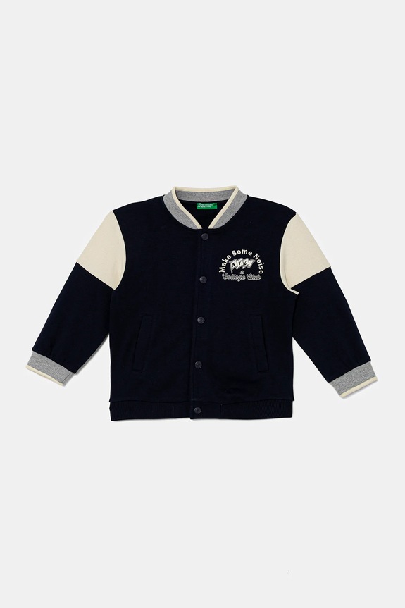 Detská mikina United Colors of Benetton bez kapucne tmavomodrá 32N4G503Z.P.seasonal