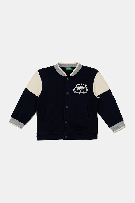 Detská mikina United Colors of Benetton bez kapucne tmavomodrá 32N4G503Z.P.seasonal