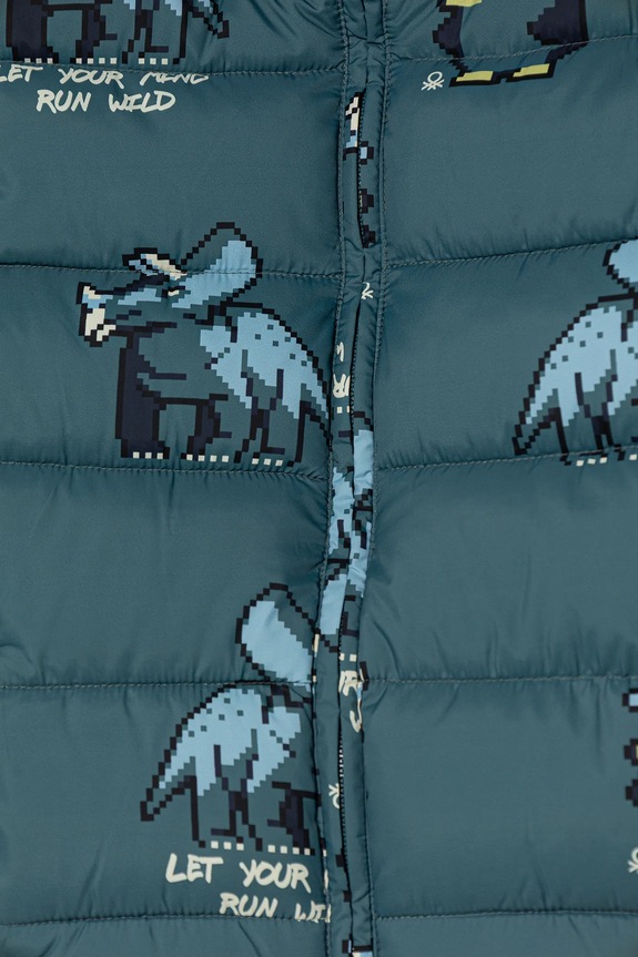 Băieți United Colors of Benetton geacă copii 23ANGN047.P.Seasonal turcoaz