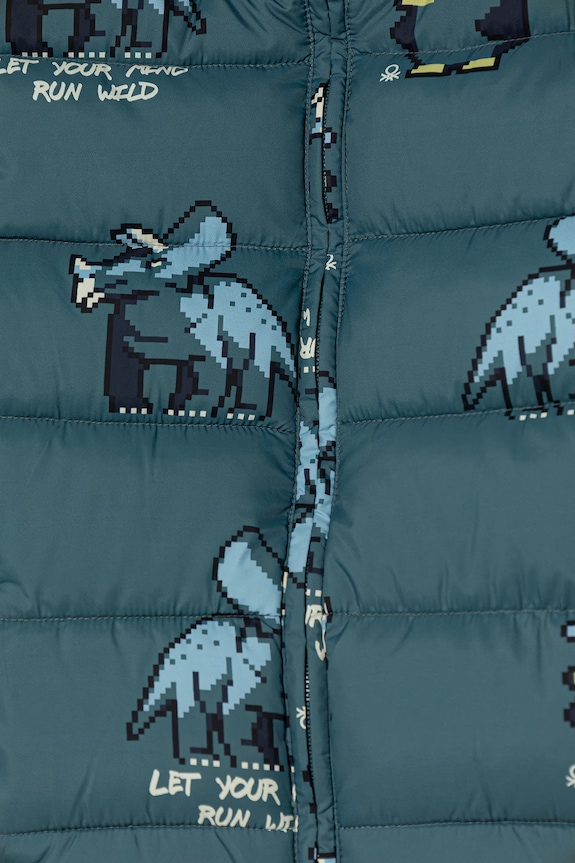 Băieți United Colors of Benetton geacă copii 23ANGN047.P.Seasonal turcoaz