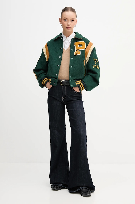 Bunda s prímesou vlny Polo Ralph Lauren 211971014 zelená AW25