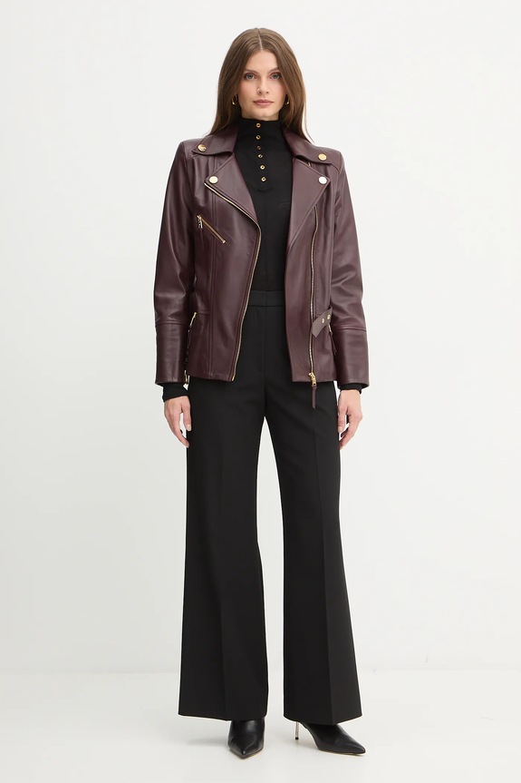Δερμάτινo jacket Elisabetta Franchi GD50Z56E2 μπορντό AW25