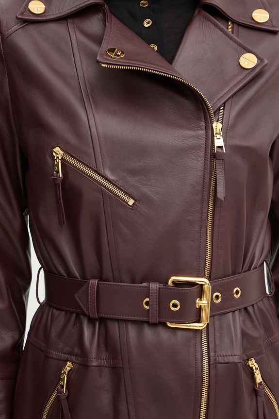 Δερμάτινo jacket Elisabetta Franchi GD50Z56E2 μπορντό