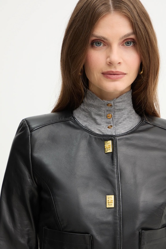 Elisabetta Franchi geacă de piele negru GD52Z56E2