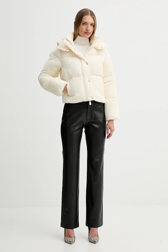 Elisabetta Franchi kurtka welurowa PI82D56E2 beżowy AW25