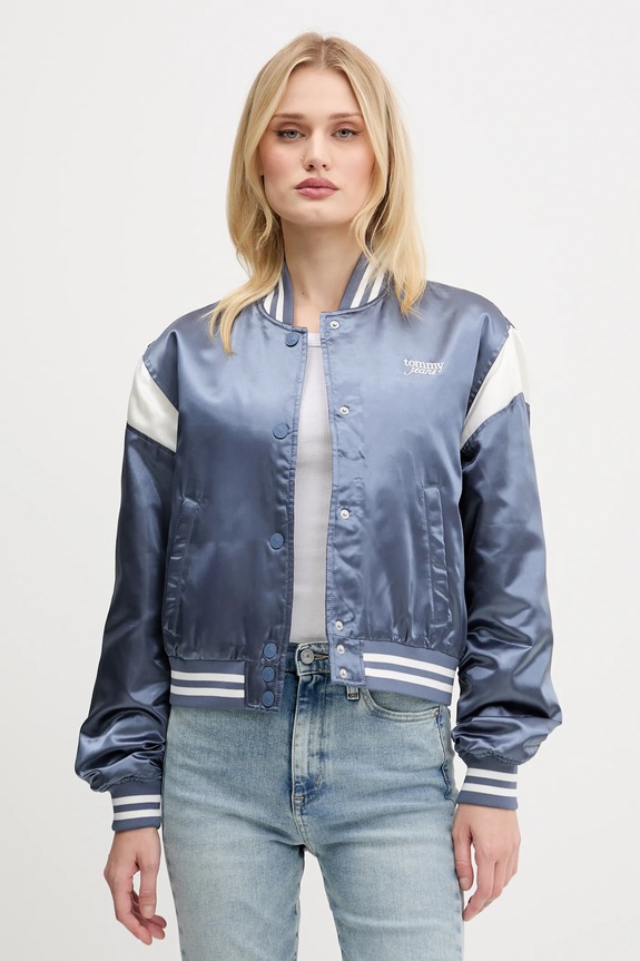 Bunda Tommy Jeans oversize modrá DW0DW20960