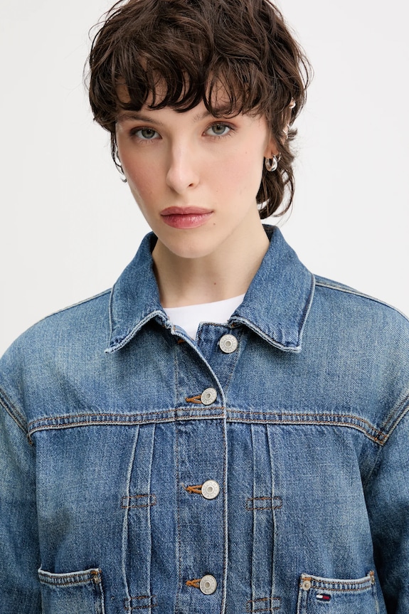 Rifľová bunda Tommy Jeans modrá DW0DW21061