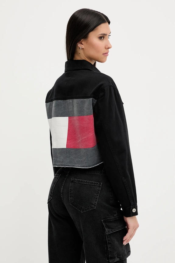 Tommy Jeans kurtka jeansowa bez kaptura czarny DW0DW21431