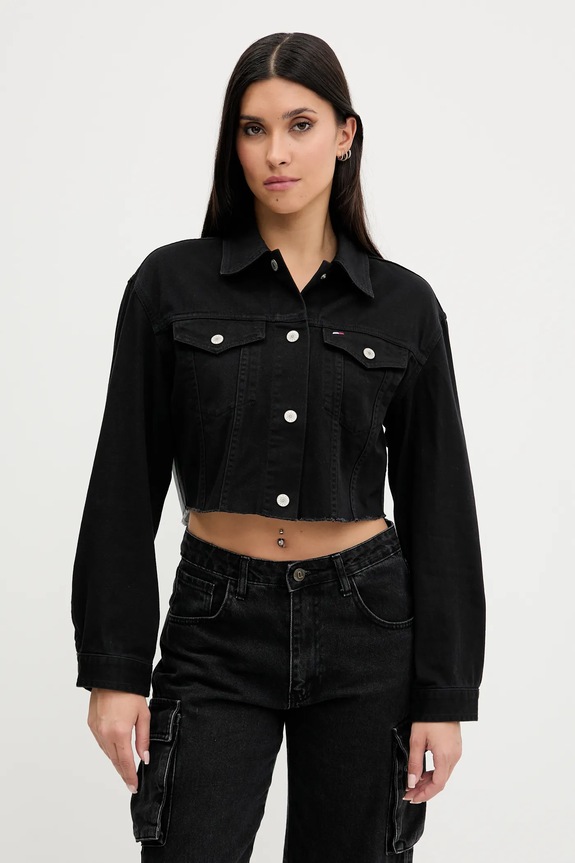 Odzież Tommy Jeans kurtka jeansowa DW0DW21431 czarny