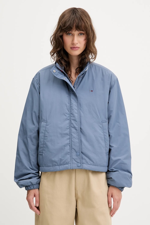 Bunda Tommy Jeans bez kapuce modrá DW0DW21436