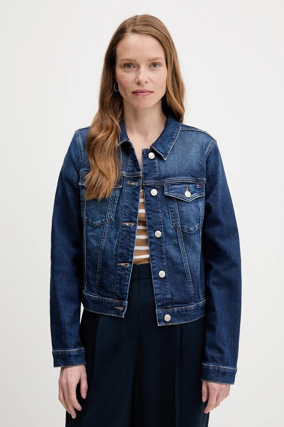 Džínová bunda Tommy Hilfiger riflovina námořnická modř WW0WW45663