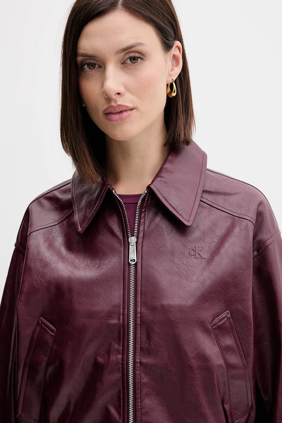 Jakna Calvin Klein Jeans bordo LV047C518G