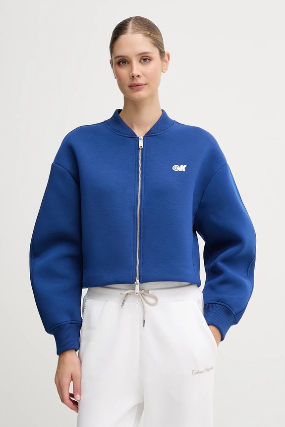 Mikina Calvin Klein Jeans bez kapuce modrá LV047C524G
