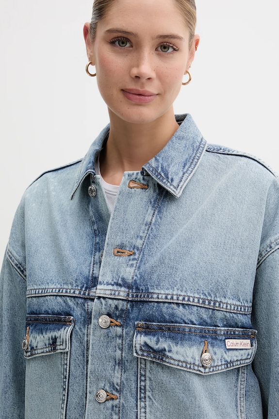 Calvin Klein Jeans kurtka jeansowa niebieski LV047C730G