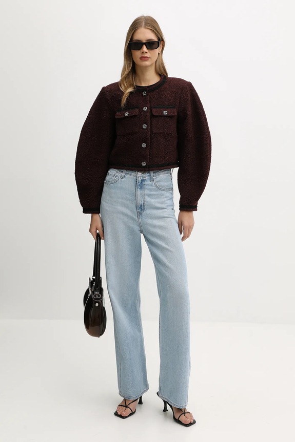 Suknjič z dodatkom volne Gestuz 10910608 bordo AW25