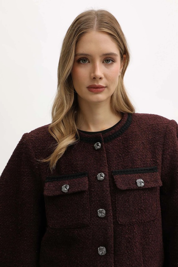 Suknjič z dodatkom volne Gestuz 10910608 bordo