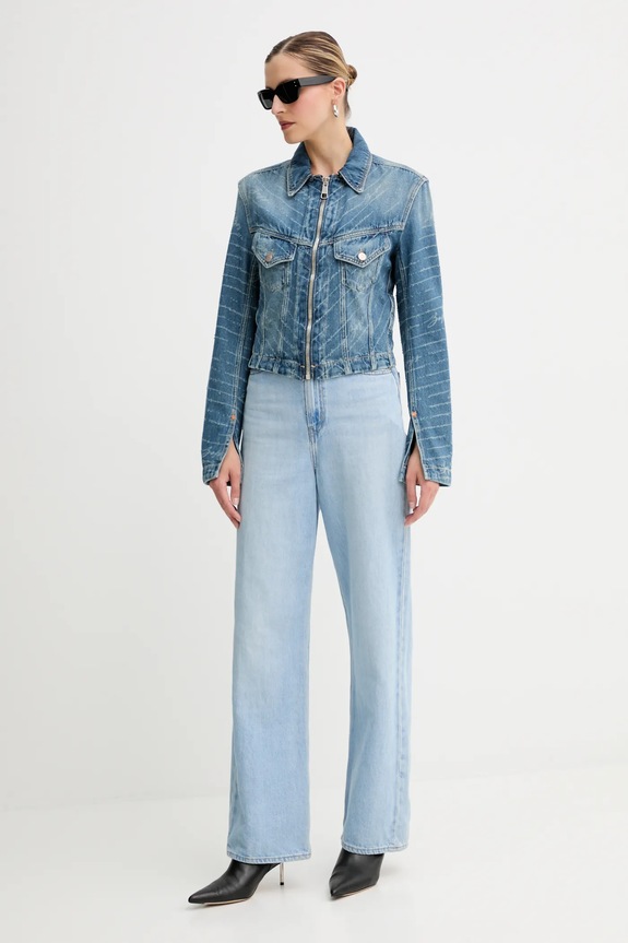 BOSS Orange kurtka jeansowa C_DNM ZP TRCK JACKET 50542426 niebieski AW25