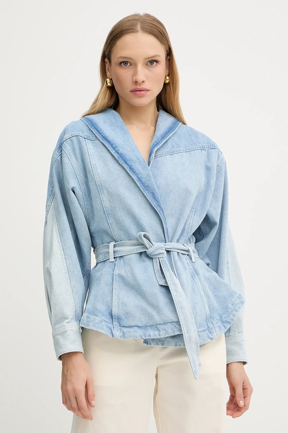 Rifľová bunda BOSS Orange C_DNM JACKET PANELED bez kapucne modrá 50554678