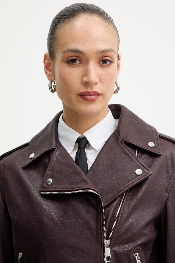 Kožna ramones jakna BOSS Orange C Sandy ljubičasta 50541769