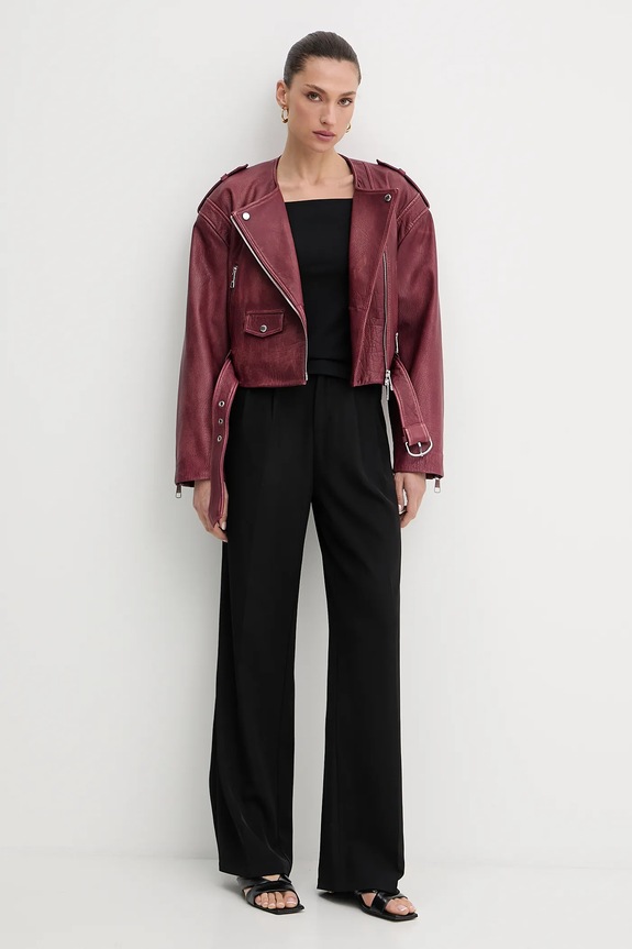 BOSS Orange bőrdzseki 50543026 burgundia AW25