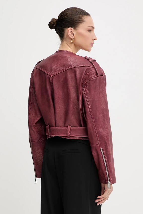 Ruházat BOSS Orange bőrdzseki 50543026 burgundia