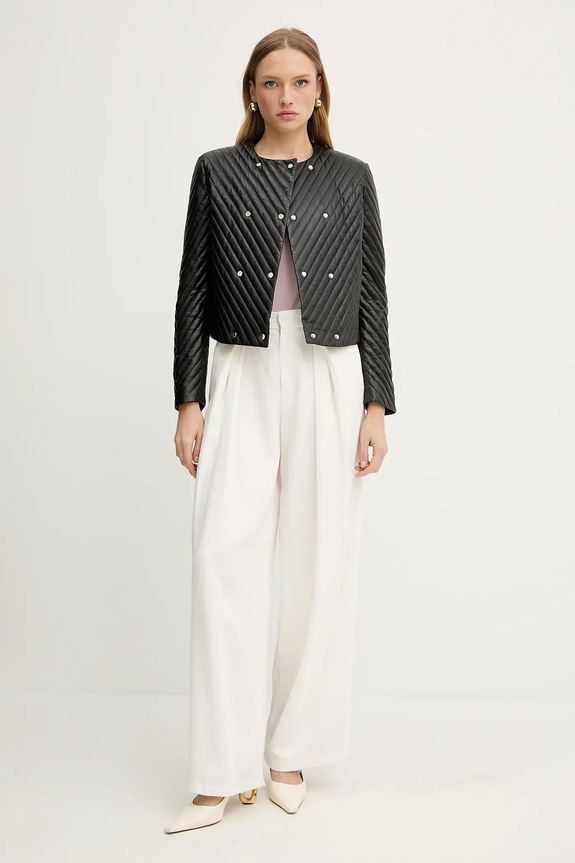 Usnjena jakna BOSS Sandru 50541919 črna AW25