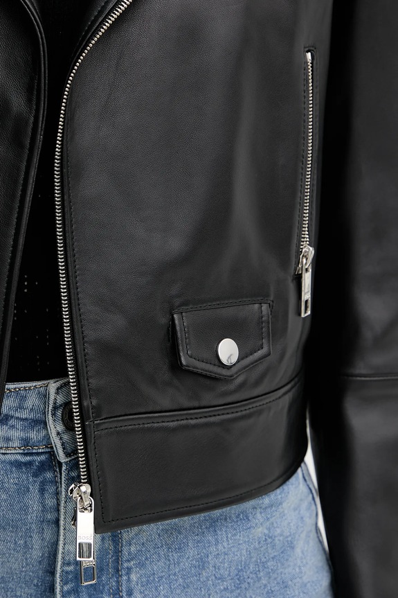 Usnjena biker jakna BOSS Sayuri 50548471 črna