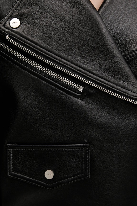 Usnjena biker jakna HUGO Laridas 50545066 črna