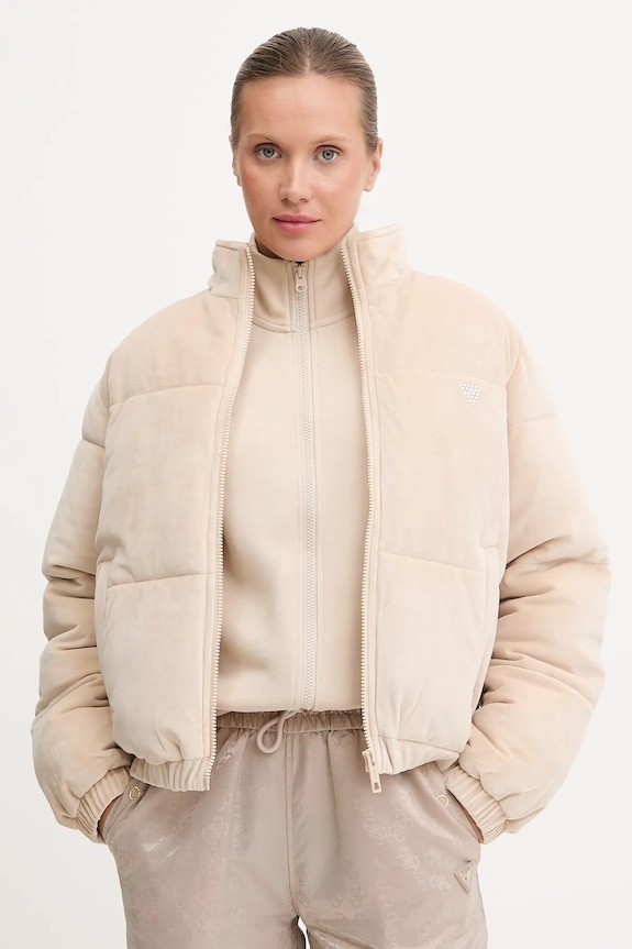 Jakna Guess COUTURE s toplom postavom bež V4BL03.K0232