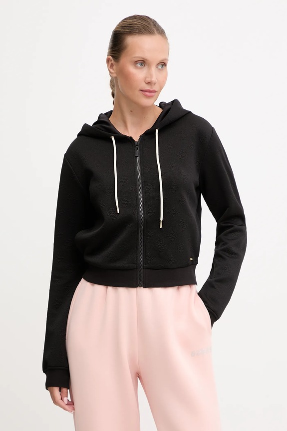 Dukserica Guess PEONY s kapuljačom crna V5YQ06.KBSL2