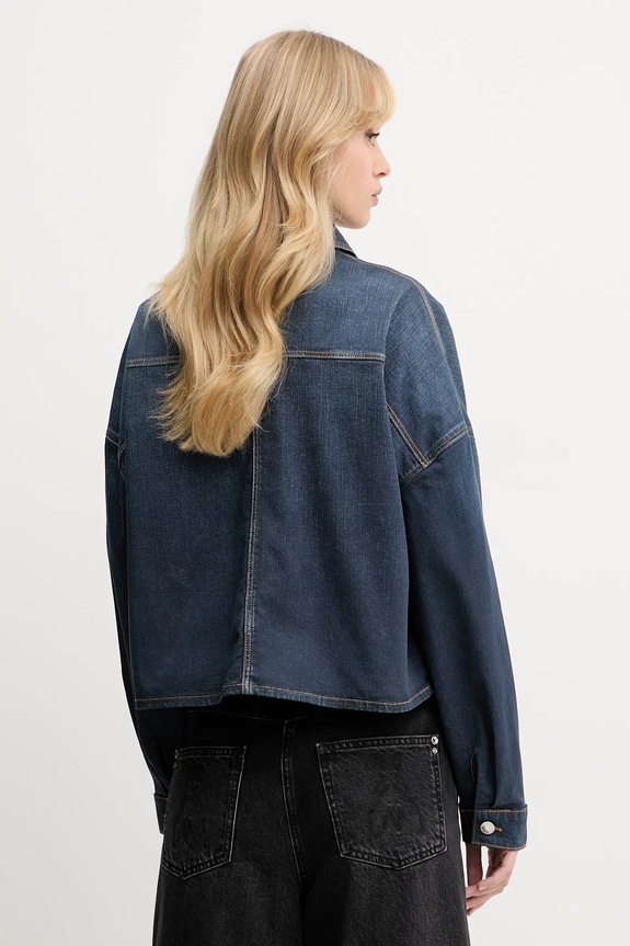 Odzież Guess kurtka koszulowa WESTERN W5YN90.D0213 granatowy
