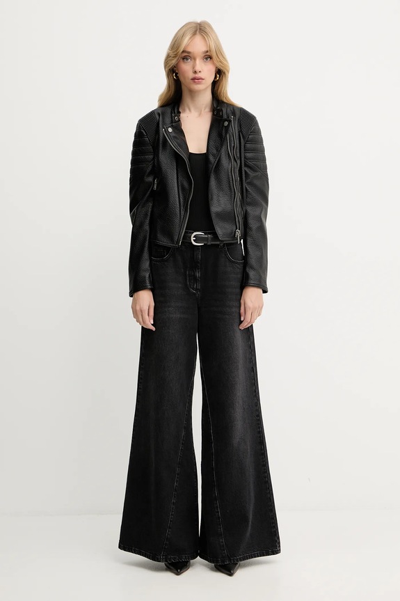 Δερμάτινο μπουφάν Guess JEANNINE W5YL19.WHDS0 μαύρο AW25