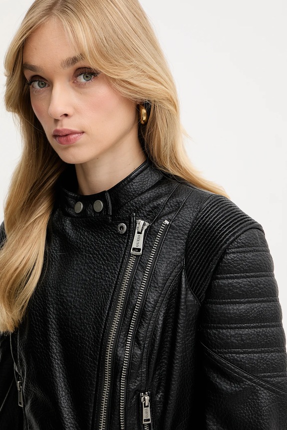 Δερμάτινο μπουφάν Guess JEANNINE μαύρο W5YL19.WHDS0