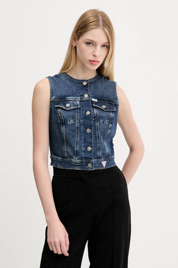 Rifľová vesta Guess Originals látka modrá W5YN71.D4H1D