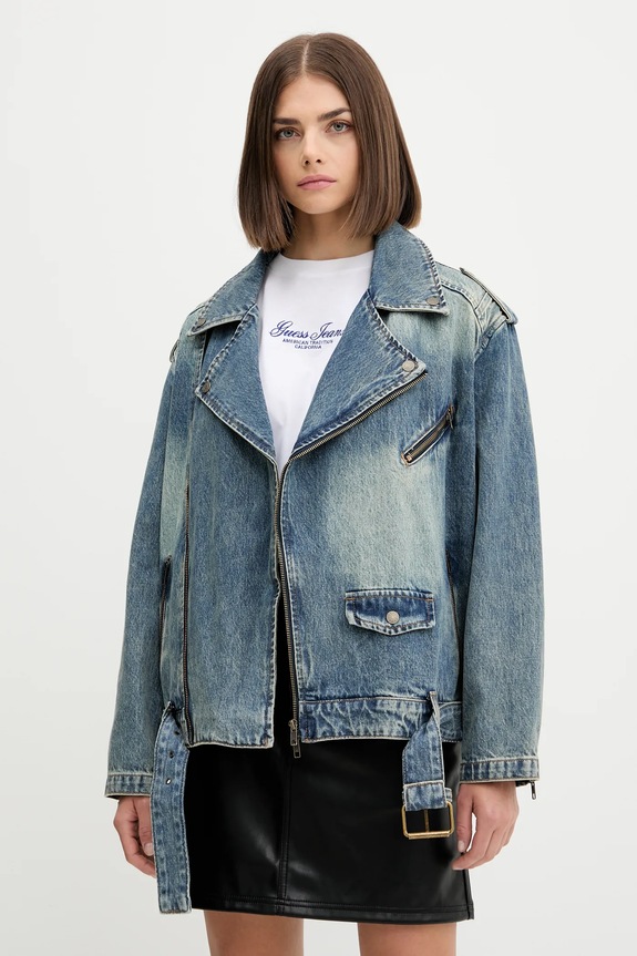 Τζιν μπουφάν Guess Originals χωρίς κουκούλα μπλε W5YN70.D4XYZ