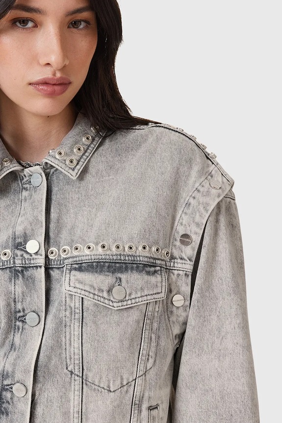 AllSaints kurtka jeansowa bawełniana CHLO W059OC szary AW25